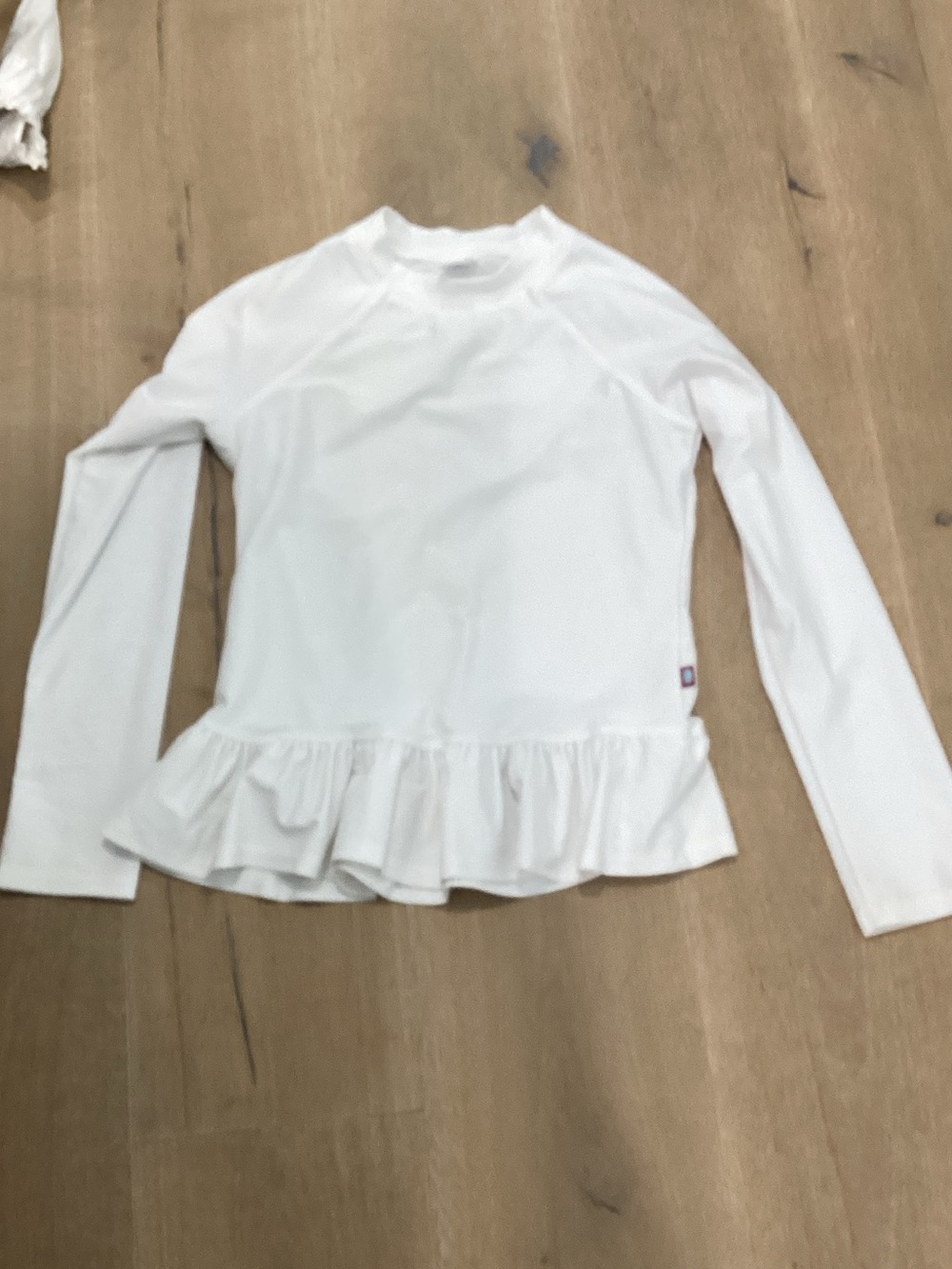 City Threads White Long-Sleeve Ruffle Hem Top